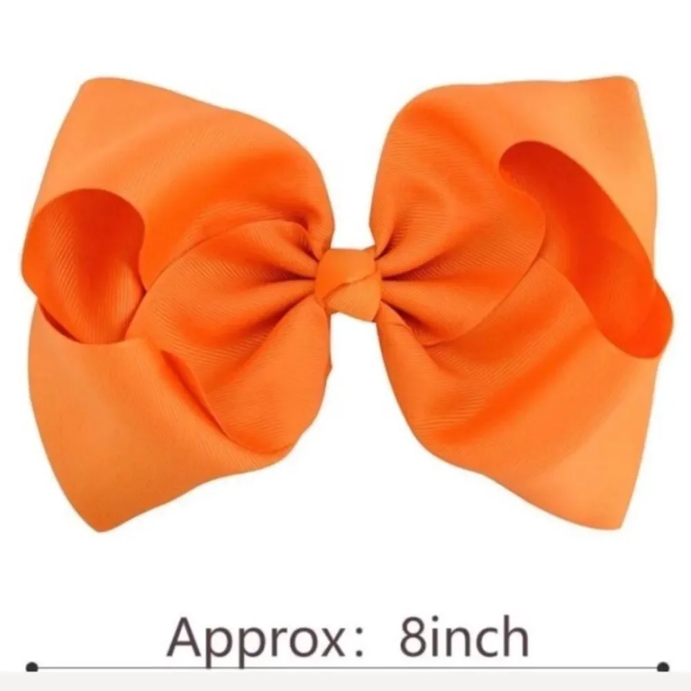 14 Rainbow Color Hair Bows - 8 inch Bows with Alligator Clips